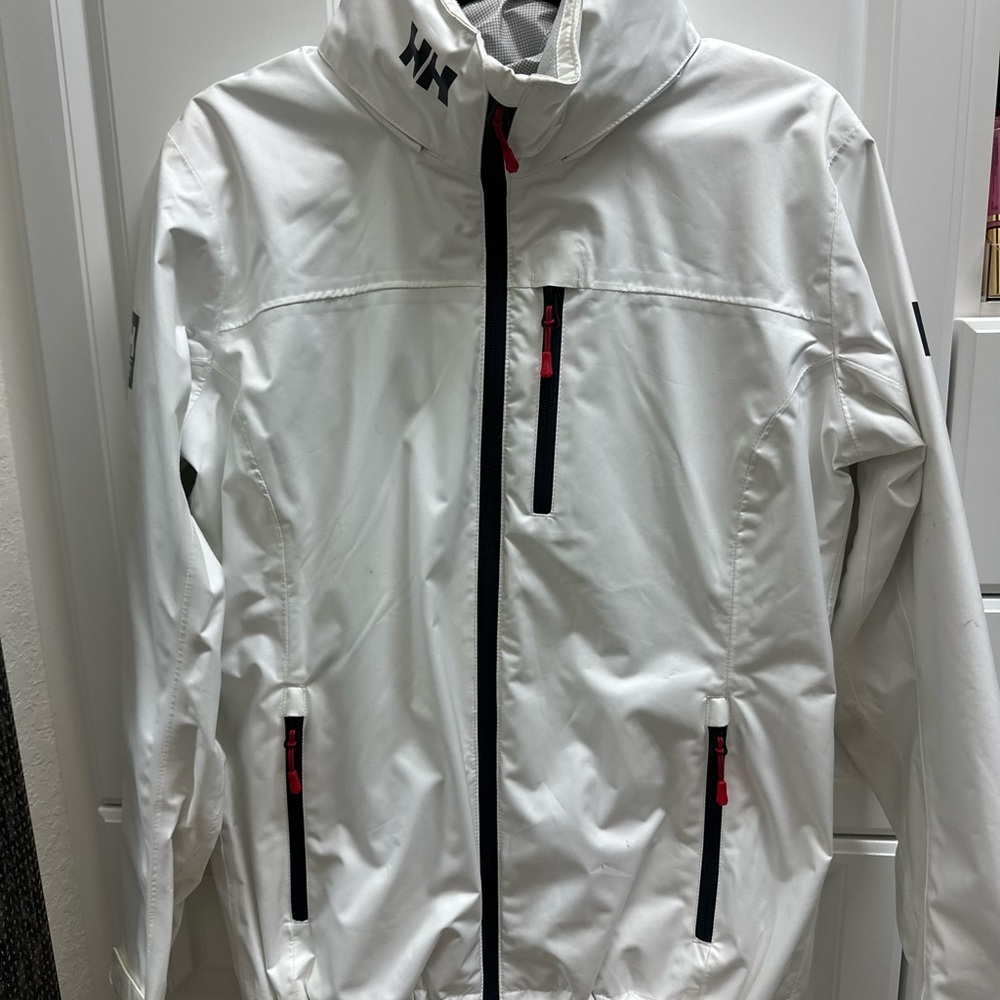 Helly Hansen White Jacket with Black and Red Accents